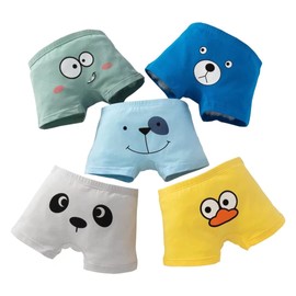 Core Pretty Toddler Boys Boxer Briefs Cotton Underwear Kids Underpants Size 3-4 Years (Pack of 5) (US, Age, 3 Years, 4 Years, Animalface 1)