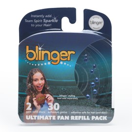blinger® Ultimate Fan Refill Pack with 30 Precision-Cut Glass Crystals |Instantly Sparkle in Team Spirit Colors | Hair-Safe – Bling In Brush Out - Light Blue