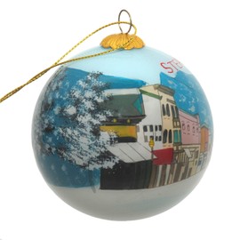 Blown Glass Christmas Ornament | Steamboat Springs, Colorado Winter | Hand Painted Inside | Original Art | Includes Gift Box