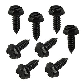 OTTOPO Black License Plate Screws - Set of 8, 304 Stainless Steel, Rustproof Hardware Kit for Front/Rear Car Plates on Domestic Vehicles - Electrophoretic Black Finish, Mounting Bolts