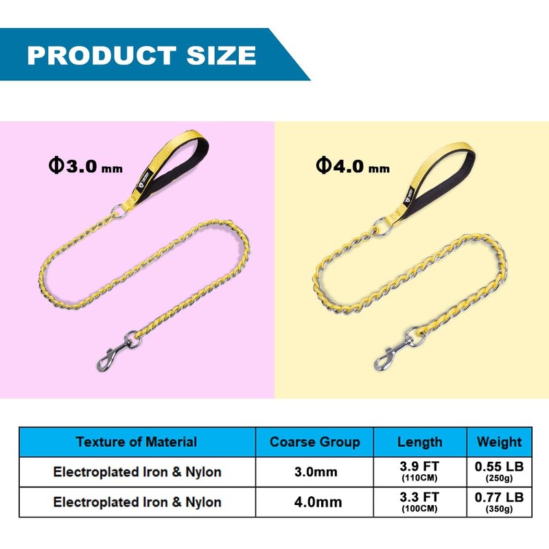 TSPRO Chew Proof Dog Leash Stainless Steel Dog Leash Metal