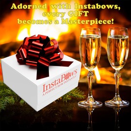 InstaBows 3-Pack Red 8-Inch Metallic Pull String Gift Bows – Extra-Large Bows for Bikes, Toy Cars & Big Gift Wrapping – Easy to Assemble for Birthdays, Holidays & Celebrations