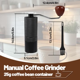 DITOSH Manual Coffee Grinder Detachable Stainless Steel Conical Burr Aluminum Coffee Bean Grinder with 25 Grinding Settings Cleaning Brush Grindable Espresso Moka Pot French Press for Camping Black