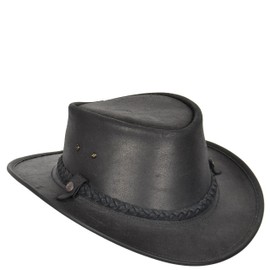 A1 FASHION GOODS Real Leather Handmade Stylish Cowboy Australian Bush Hat (UK, Alpha, S, Black)
