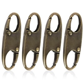 4 Zipper Fasteners for Backpacks, Anti-Theft, Removable Zipper Clips, Small Zipper Clips, Carabiner for Separating for Travel, Camping and Outdoor (Bronze)