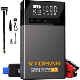 VTOMAN X1 X5 X7 Car Jump Starter Air Compressor Power Battery Charger Booster  - 4250A-VX7-GREY