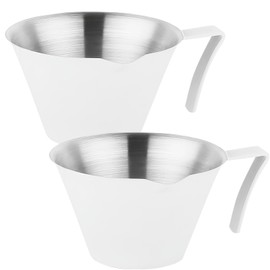 Stainless Steel Espresso Measuring Cup With Handle & Pour Spout 3.38oz Espresso Shot Cups Scale Marks Espresso Pouring Cup for cafe hotel home (2 PCS, White)