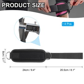 PATIKIL Ankle Strap for Cable Machine, 4 Pcs Gym Cable Kickback Ankle Wraps Exercise Attachment for Women/Men Glute Workouts Hip Leg Extension, Black