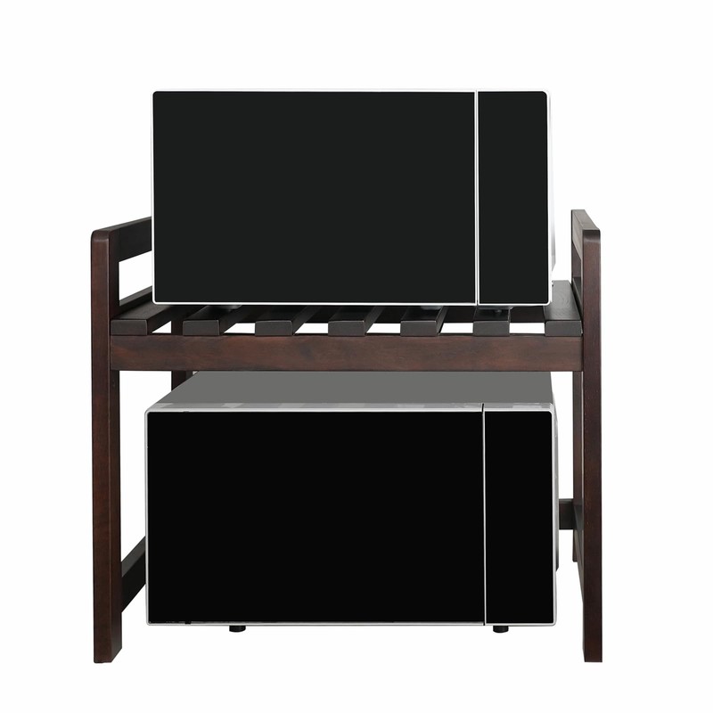 CONSDAN Microwave Stand, USA Grown Hickory Microwave Shelf, Wooden Microwave
