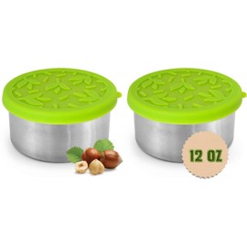 TAVVA 2X12oz Stainless Steel Snack Containers with Lids - Stainless Steel Containers with Lids, Stainless Steel Snack Containers, Metal Food Storage Containers