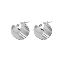 Fashion 18K Gold Plated Chunky Wide Hoop Earrings for Women Girls Sensitive Ear Dainty Stainless Steel Minimalist C Shaped Huggie Hoops Click Top Piercing Round Circle Hooped Hypoallergenic Jewelry Gifts Bfff Birthday Mom Wife 20mm, Stainless Steel, No G