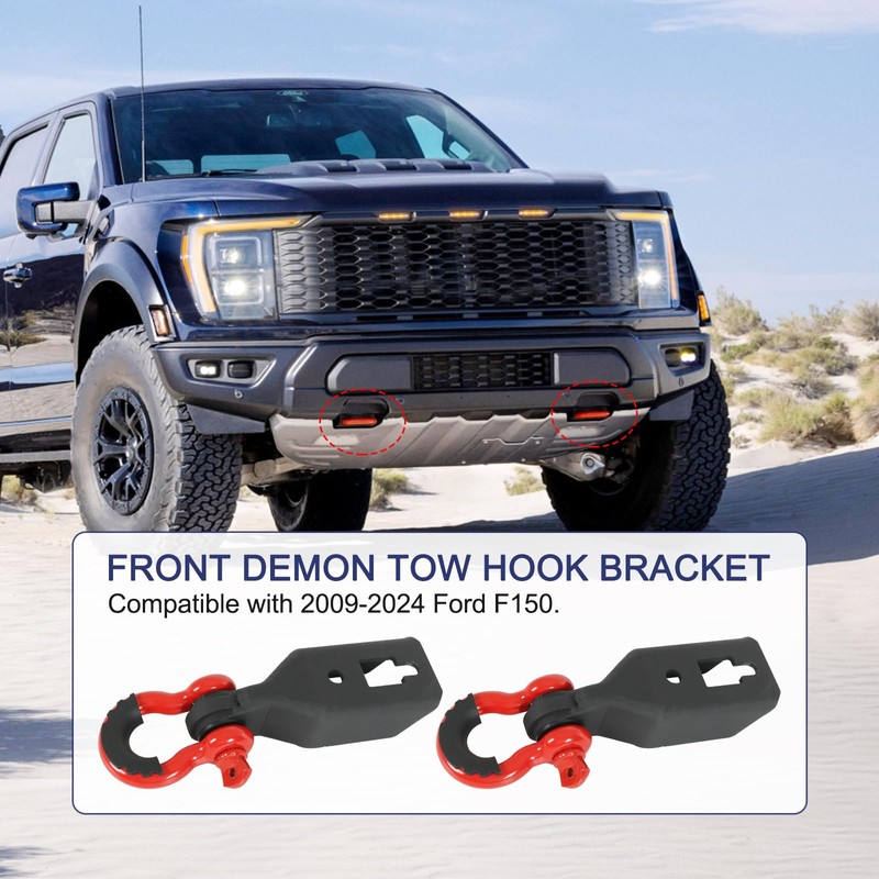 Front Tow Hook Shackle Mount Kit Compatible with Ford F150
