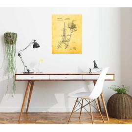 Aerial Ski Lift Chair Patent Print Golden Look (13" x 19") M14661