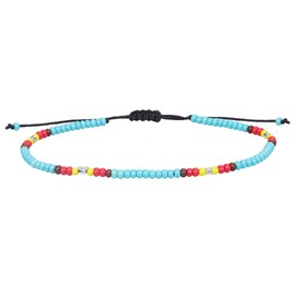 Handcess Boho Anklet Women's Beads Anklet Colourful Adjustable Anklet Beads Foot Jewellery for Women and Girls (Blue)