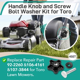 4Set Handle Knob and Screw Bolt Kit for Toro – Replace 92-2260, 106-4161, 107-3844, 117-5976 Fits for Toro Lawn Mowers, Snow Blowers(Includes Knob & Washer & Bolts)