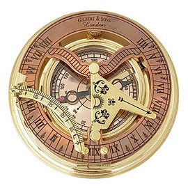 Brass Nautical - Brújula de reloj de sol de latón antiguo y cobre, reloj de reloj de sol en caja de regalo reloj de sol reloj de réplica de barco