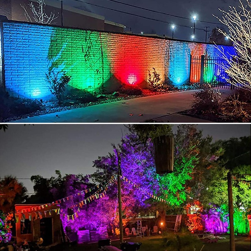 COB Landscape Spotlights RGB Colorful Lighting with Ground Spike Remote