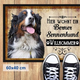 PR Print Royal Pet Doormat with Dog Picture Bernese Mountain Dog - Gift Idea for Dog Lovers and Dog Owners - Size 60 x 40 cm