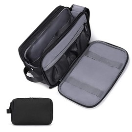 Neceser de Viaje Impermeable, Bolsa Viaje Aseo para Mujer y Hombre, Neceser Maquillaje, Makeup Bag de Gran Capacidad, Organizador de Cosméticos, Bolsa de Baño de Portátil, Multifuncional, Negro