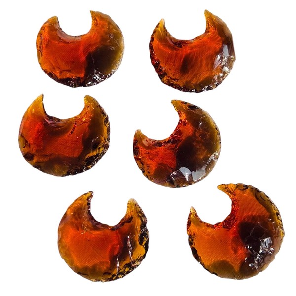 5 Pcs Red Carnelian Crescent Moon, Red Carnelian Carved Moon