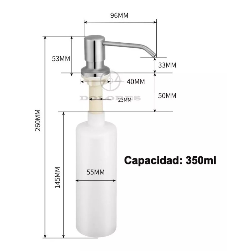 Dolores Dispensador Jabon Universa Para Fregadero Cocina Acero Inoxi