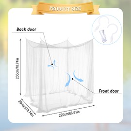 ACTOYS Moustiquaire de Lit, Moustiquaire Exterior Rectangulaire, Blanc Moustiquaire Ciel de Lit, Lit Double Simple, Moustiquaire Bébé Facile à Installer Pour Lit Bébé, Simple, Double-2.2 x 2 x 2M-B