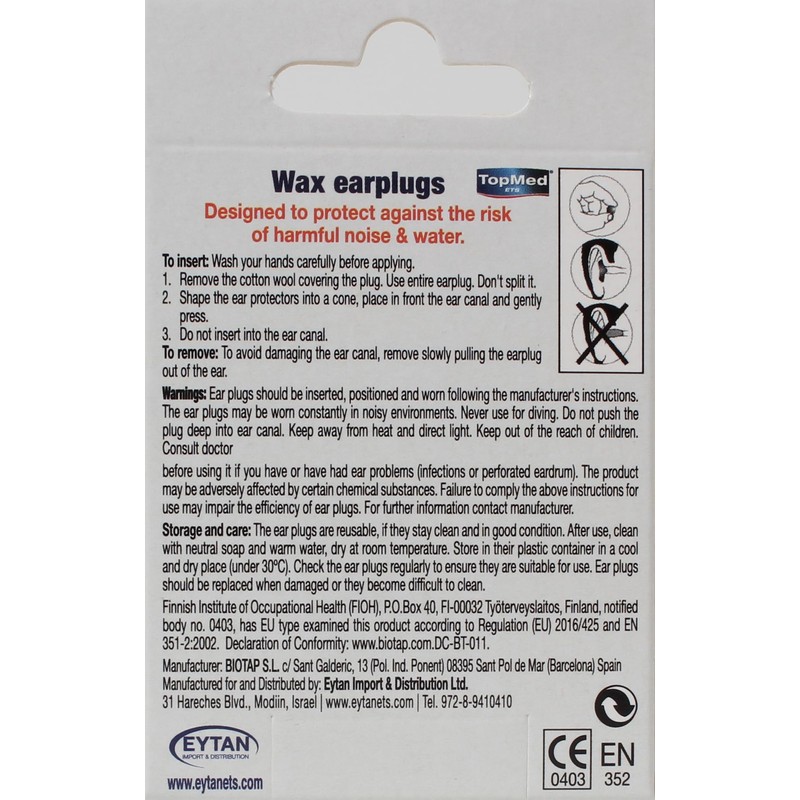 Wax Ear Plugs Earplugs for Sleep & Swimming Reusable Moldable