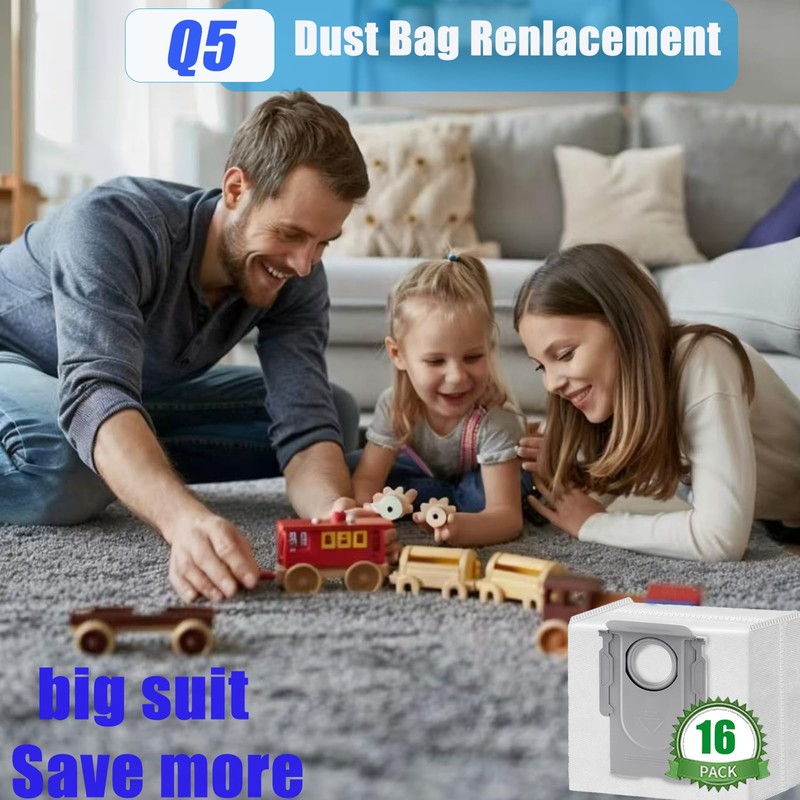 16 pack Disposable Dust Bag for roborock Q5 Q5+ Q7