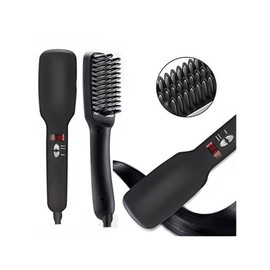 PrimeTrendz TM PTC Heating 2 in 1 Ionic Hair Straightening Brush Comb Irons with LCD Display Electric Dual Volt Hair Straight Brush 300F to 450F