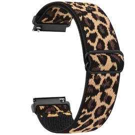 Elastic Strap Compatible with Garmin Vivoactive 4S/Venu 3S/Venu 2S/Forerunner 265S/255S/255S Music/Vivomove 3S, 18mm Soft Nylon Replacement Watch Band Sport Wristband (#Leopard#)