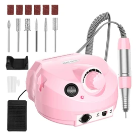 Torno Eléctrico para Uñas | Taladro de Uñas Máquina | Taladro para Uñas Profesional con Kit de Brocas Herramienta De Manicura Pulidora Eléctrica | Velocidad Ajustable Máquina de Lima Uñas para Acrílicos, Geles, Uñas Naturales(Rosado)
