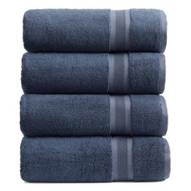 Springtree Home Luxury Viscose from Bamboo Bath Towel Set of 4 | 35% Viscose from Bamboo - 65% Cotton | Absorbent Quick-Dry Towels for Bathroom | Oeko-TEX Standard 100 Cotton | French Blue