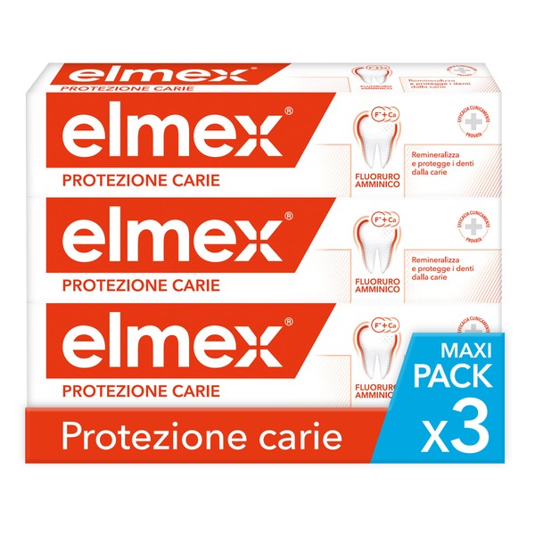 elmex 3 Packs of 75ml Remineralises and Protects Teeth from Caries Toothpaste Against Toothpaste with Aminofluoride I Strengthens Enamel and Makes Teeth
