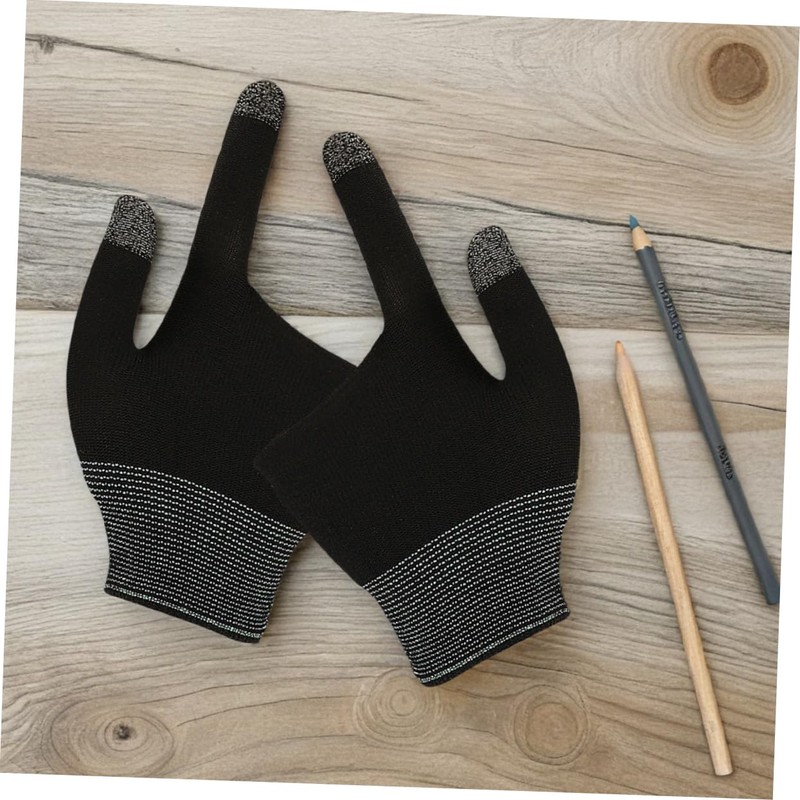 Operitacx 2Pairs Graphene Touch Screen Gaming Gloves Breathable Two Finger