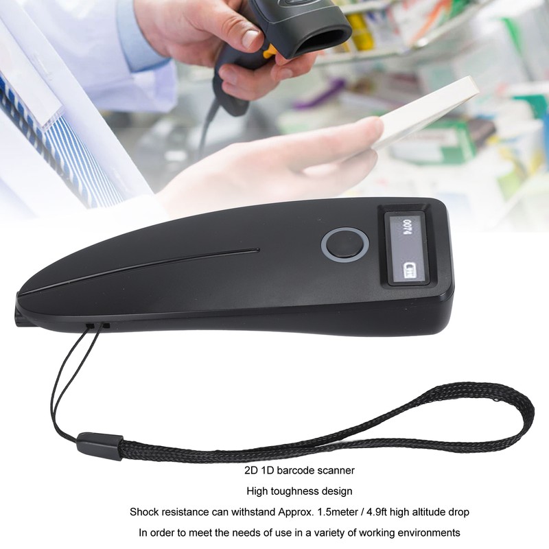 Bluetooth 2D 1D Barcode Scanner Portable Wireless Mini Barcode Reader