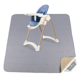 Splat Mat for Under High Chair/Arts/Crafts/Outdoor Picnic Mat, Washable Baby Spill Mat Waterproof Anti-Slip Floor Splash Mat, 51"x 51"Portable Baby Play Mat and Table Cloth (Light Grey)