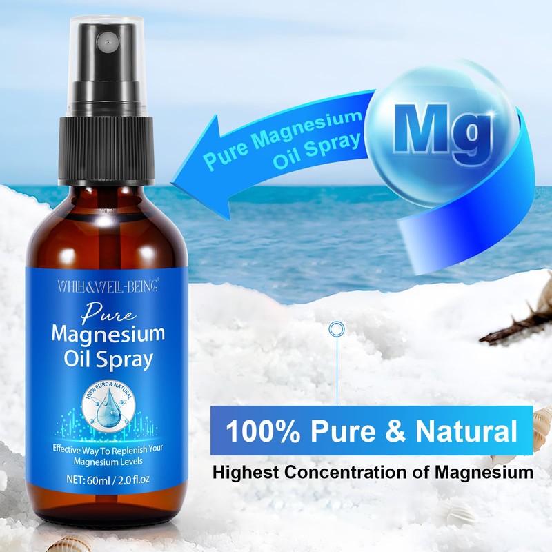 Magnesium Spray, Pure Magnesium Oil Spray for Feet, Natural Ingredient
