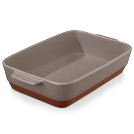 MALACASA 4.8 Qt Lasagne Dishes for Oven, 9 x 13 Inches Brown Ceramic Oven Dish with Handles, Deep Rectangular Baking Dish Casserole Dishes, Lasagna Pan Bakeware for Roasting, Series TARA
