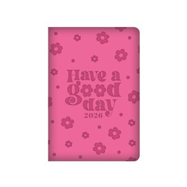 Pocket Diary 2026 Week to View Pink Floral Embossed Padded Soft Faux Leather Planner Have a Good Day Hardback Notebook Business Student Organizer