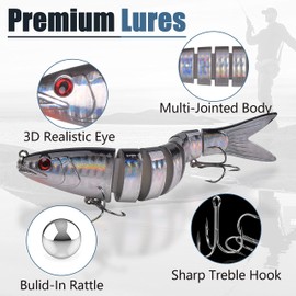 OROOTL Fishing Lure Wobbler Set Pike Bait Swimbait with 2 Treble Hooks Trout Bait Fishing Boxes Artificial Bait Set Bass Bait Fishing Tackle