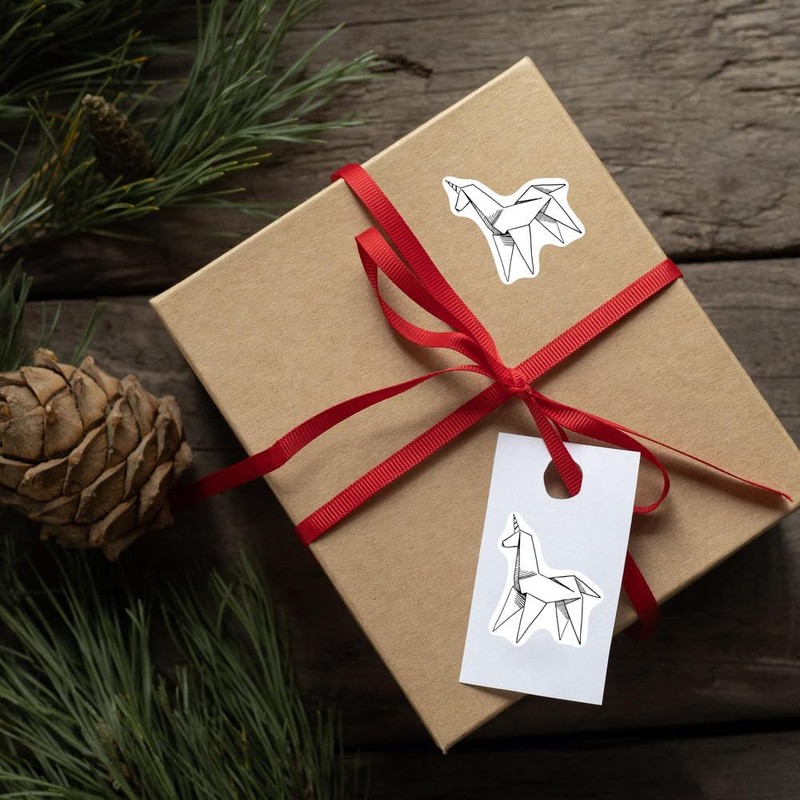 4 x Small 50mm 'Unicorn Origami' Permanent Sticker Decals for