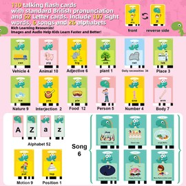 Spelling&Talking Flash Cards for Toddlers 3+ Years Old - Speech Therapy with 107 Sight Words - Sensory Toys for Kids with Autism, Alphabet Learning, Montessori Learning Toys Gift for Kids - Pink