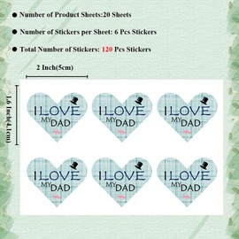 120pcs Happy Father's Day Stickers, 2 Inch Father's Day Labels Sticker, Fathers Day Tags, Father Day Party Favors Decorations for Boxes, Envelopes, Cards