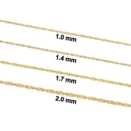 Kooljewelry 14k Yellow Gold Filled Singapore Chain Necklace (1mm, 30 inch)