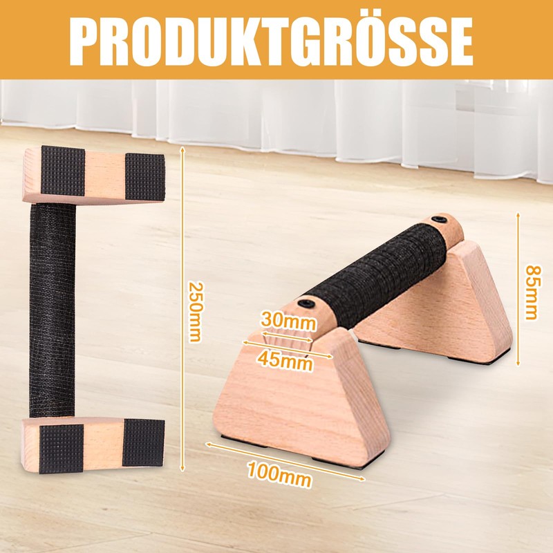 Cioquli 2 x push-up handles, 25 cm wooden handstand parallettes