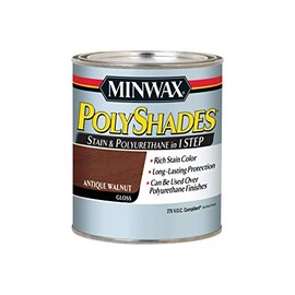 Minwax 617404444 PolyShades - Stain & Polyurethane in 1 Step, quart, Antique Walnut, Gloss