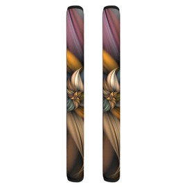 NETILGEN Fashion Brown Flower Refrigerator Door Handle Covers Set of 2, Non-Slip Kitchen Appliance Decoration Mat for Fridge Dishwashers Microwave Kitchen Handle Decor