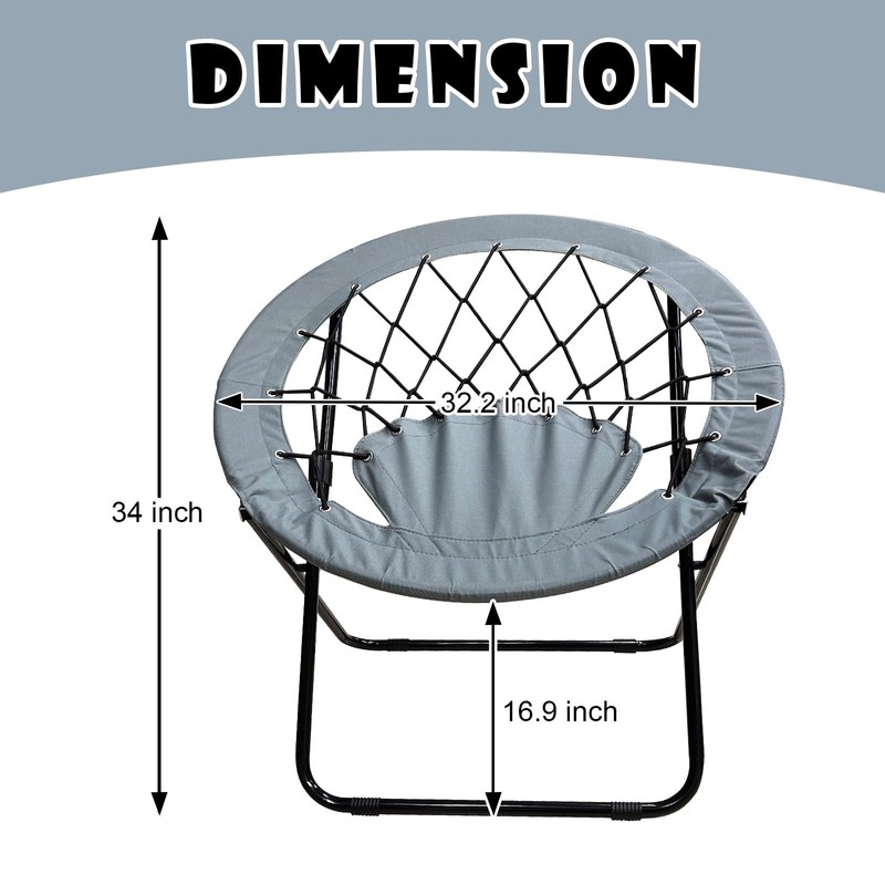 CAMP SOLUTIONS Bungee Chair Portable Foldable, Dish Bunjo Game Chair