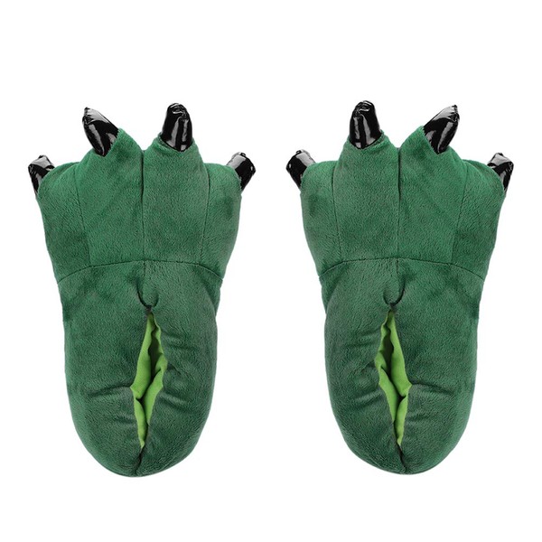 QCHOMEE Room Shoes, Warm Slippers, Dinosaur Slippers, With Claws, Fluffy, Cute, Anti-Slip, Thermal, Cold Protection, Fall & Winter, Fluffy, Shoes, Indoor Shoes, Animal Feet, Cosplay, Plush Animal