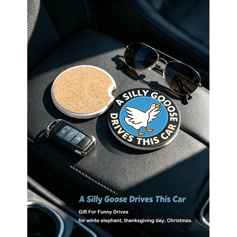 Ceramic Car Coasters for Cup Holders 2 Pack Cute Car
